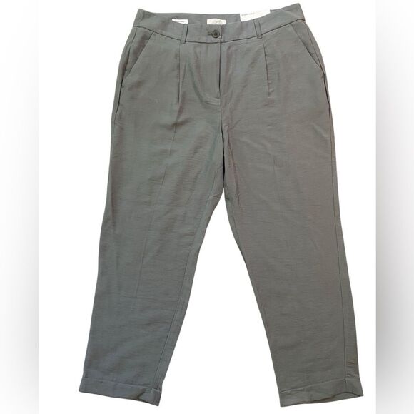 LOFT Outlet Grey Cuffed Hem Skinny Ankle Dress Pants - Picture 1 of 8